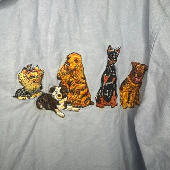 Vintage Casey Coleman Denim Shirt with Embroidered Dogs Women’s Size M/L Button - Picture 3 of 9